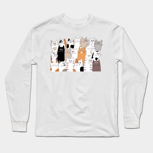 Cartoon Cat Doodle Long Sleeve T-Shirt